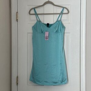 Wild Fable Bodycon Slip Dress Teal Blue Size Medium Juniors Summer Casual Satin